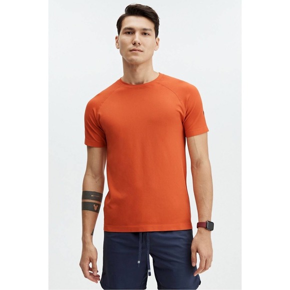 Fabletics The Training Day Tee Men Size 2XL Orange Rust Workout - Picture 1 of 6